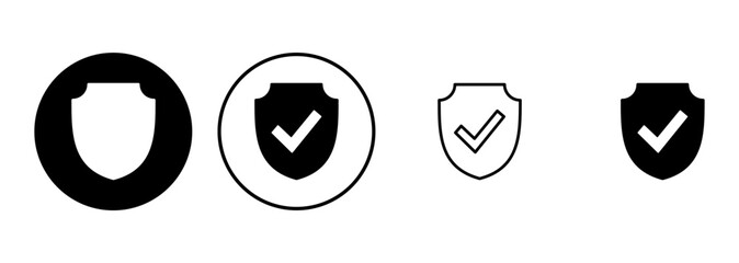 Wall Mural - Shield check mark  icon set. Protection approve sign. Safe icon vector