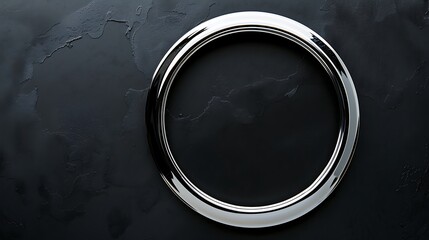 Sticker - Metal circle on a black background. Metal texture. Copy space.