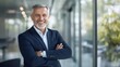 © Gambar Upi - portrait of successful senior businessman consultant looking at camera and smiling inside modern office building