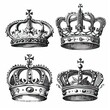 © NabilBin - Doodle crowns. Line art king or queen crown sketch