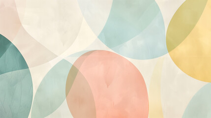 Poster - Abstract pastel shapes overlapping on a white background with soft edges