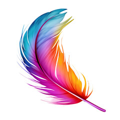 Wall Mural - Colorful Feather In Gradient Hues On Transparent Background