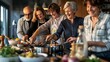 © Wachirasak Jamwimol - Group of Middle-Aged Friends Enjoying Cooking Together in Modern Kitchen