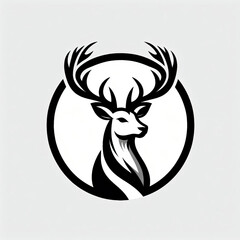 black and white deer logo illustration