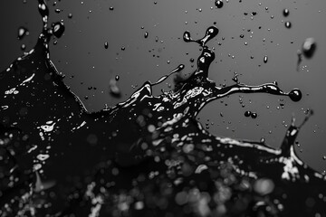 Poster - a close-up shot of a splash of water in monochrome tones