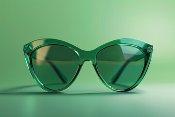 Canvas Print - A pair of green sunglasses sitting on a table