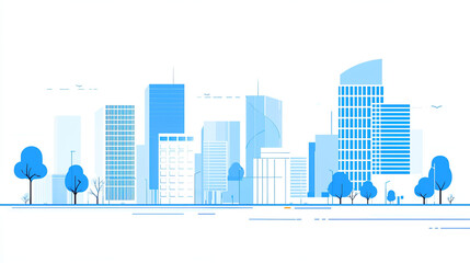 Wall Mural - minimalist abstract city skyline, in the color of blue