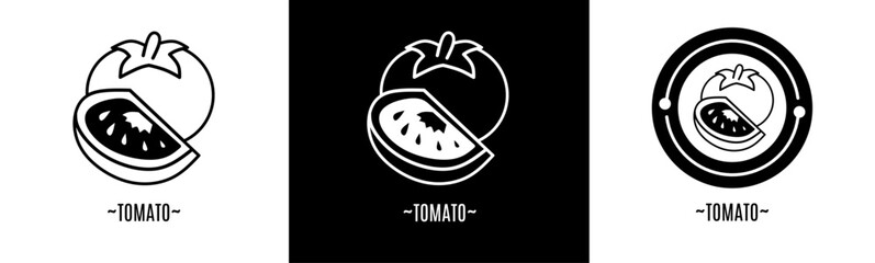 Poster - Tomato logo set. Collection of black and white logos. Stock vector.