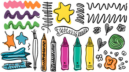 Poster - Colorful Hand Drawn Doodle Art Elements for Design