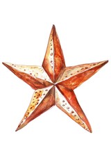 Poster - watercolor illustration of a single star shining bright on a pure white background, ideal for use in