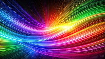 Sticker - Abstract background with swirling lines of rainbow-colored light, abstract, background, swirl, rainbow, colorful, light