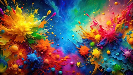 Wall Mural - Abstract art background with colorful paint splashes , vibrant, creative, artistic, texture, rainbow, multicolor