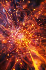 Poster - a close-up shot of a ball of yellow and red lights