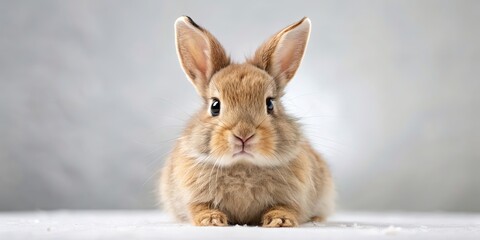 Wall Mural - Adorable fluffy rabbit with big eyes and soft fur, cute, rabbit, bunny, animal, fluffy, adorable, pet, furry, mammal, domestic, white