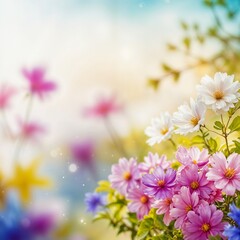 Beautiful bouquet of colorful flowers with a soft bokeh background, ideal for themes of nature and beauty.