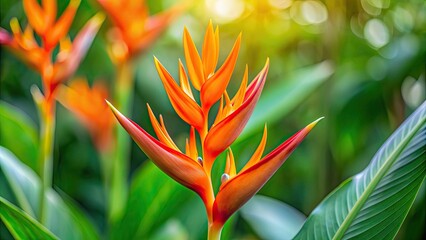 Poster - Beautiful Orange Heliconia psittacorum flower with blurry background, orange, beautiful, Heliconia psittacorum, flower, tropical