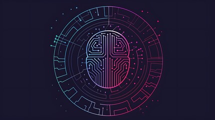 Poster - Abstract illustration of a brain formed by digital circuitry, representing AI and technological advancements.