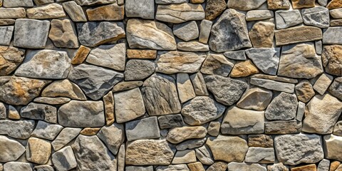 Wall Mural - Natural gray stone wall seamless pattern texture background featuring weathered, irregularly-shaped rocks with subtle mortar cracks and organic earthy tones.