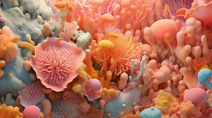 Poster - Abstract Coral Reef Art