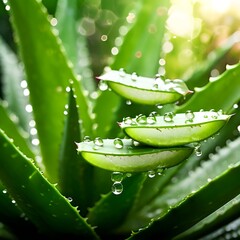 Wall Mural - aloe vera with drops