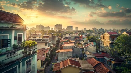 Canvas Print - Sunrise over the Cityscape