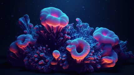 Wall Mural - Digital coral formations in a futuristic neon style