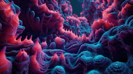 Wall Mural - Digital coral formations in a futuristic neon style