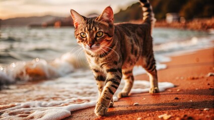 cat on the beach