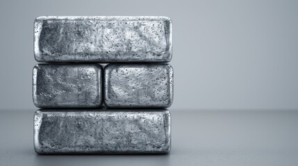 A realistic image of a set of concrete blocks, neatly stacked and highly detailed