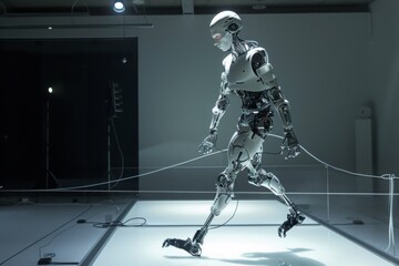 Poster - A robot mirroring a human's movements, Ai generated
