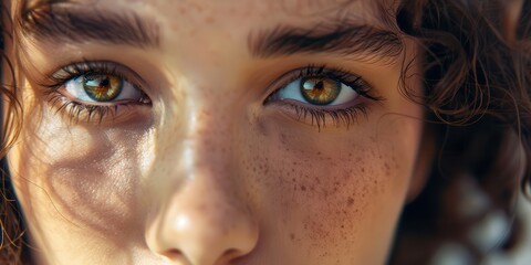 Sticker - Detailed close-up of brown eyes with freckles.