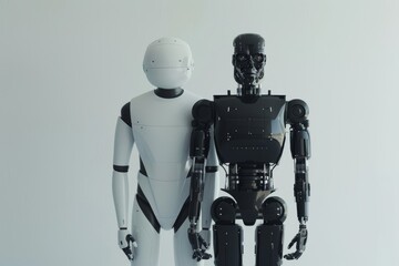 Poster - A robot and a human standing side by side, AI generated