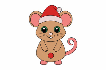 Canvas Print - Christmas mouse vector illustration 