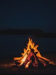 Wall Mural - campfire at night