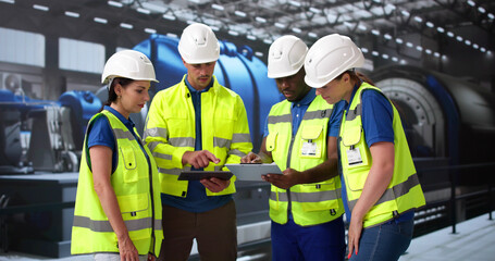 Poster - Engineers Checking Industrial Facility. OSHA Inspection