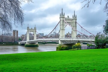 Wall Mural - Southern end of the Hammersmith Bridge, London,