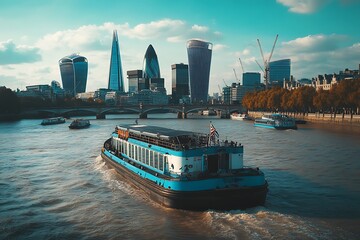 Wall Mural - The skyline of the city of London, seen across the river Thames