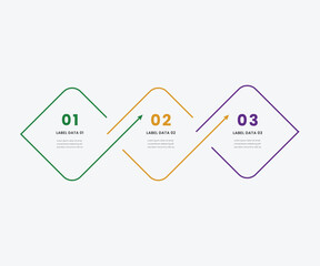 Poster - Colourful infographic with 3 steps and business icons. Diagram. Vector