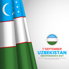 Wall Mural - Uzbekistan waving flag. Template for independence day. vector illustration background