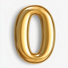 Canvas Print - Shiny Gold 3D Number Zero Design