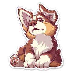 Adorable Cartoon Corgi Dog Sticker - Cute Animal Illustration for Kids, Scrapbooking, and Craft Projects