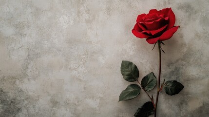 Sticker - A single red rose, beautifully isolated on a neutral background, capturing its classic elegance and vibrant hue