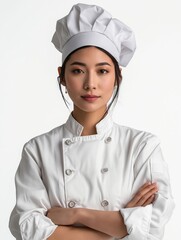 Poster - A woman in a white chef's hat with her arms crossed