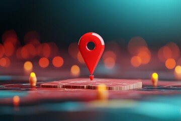 Expansion plan, map and location pins, flat design illustration