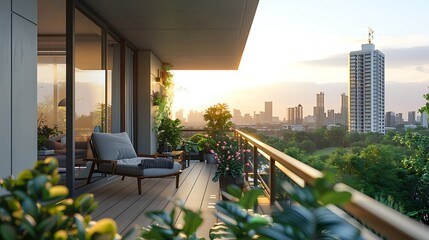 A modern building with a glass balcony and terrace