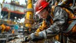 © Рудой Максим - Dedicated Worker Repairing Equipment On Offshore Oil Rig During Stormy Weather Conditions. Generative AI