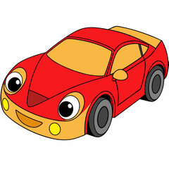 Wall Mural - golden red sport cartoon car vector illustration