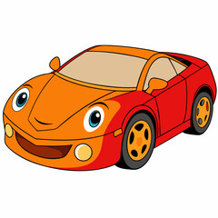 Wall Mural - golden red sport cartoon car vector illustration