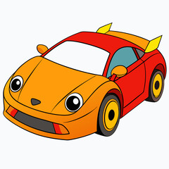 Wall Mural - golden red sport cartoon car vector illustration