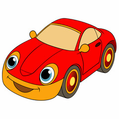 Wall Mural - golden red sport cartoon car vector illustration